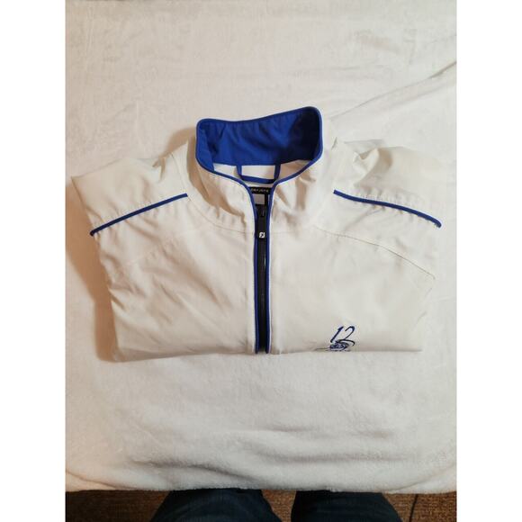 FootJoy FJ 1/4 Zip Jacket Mens Medium White Dryjoys Tour Collection Golf - Picture 1 of 10